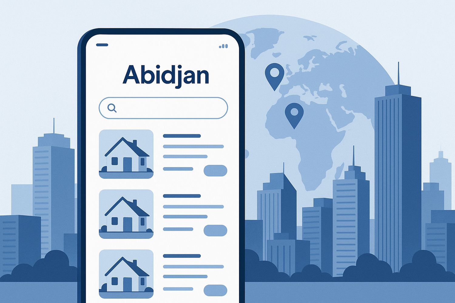 Habicube
Simplicité et Accessibilité
Recherchez, comparez et contactez Nous ou prenez rendez-vous depuis n'importe où. Notre plateforme est conçue pour votre commodité, vous permettant de découvrir des biens et d'avancer dans vos démarches, que vous soyez à Abidjan, à l'intérieur du pays ou partout dans le monde.